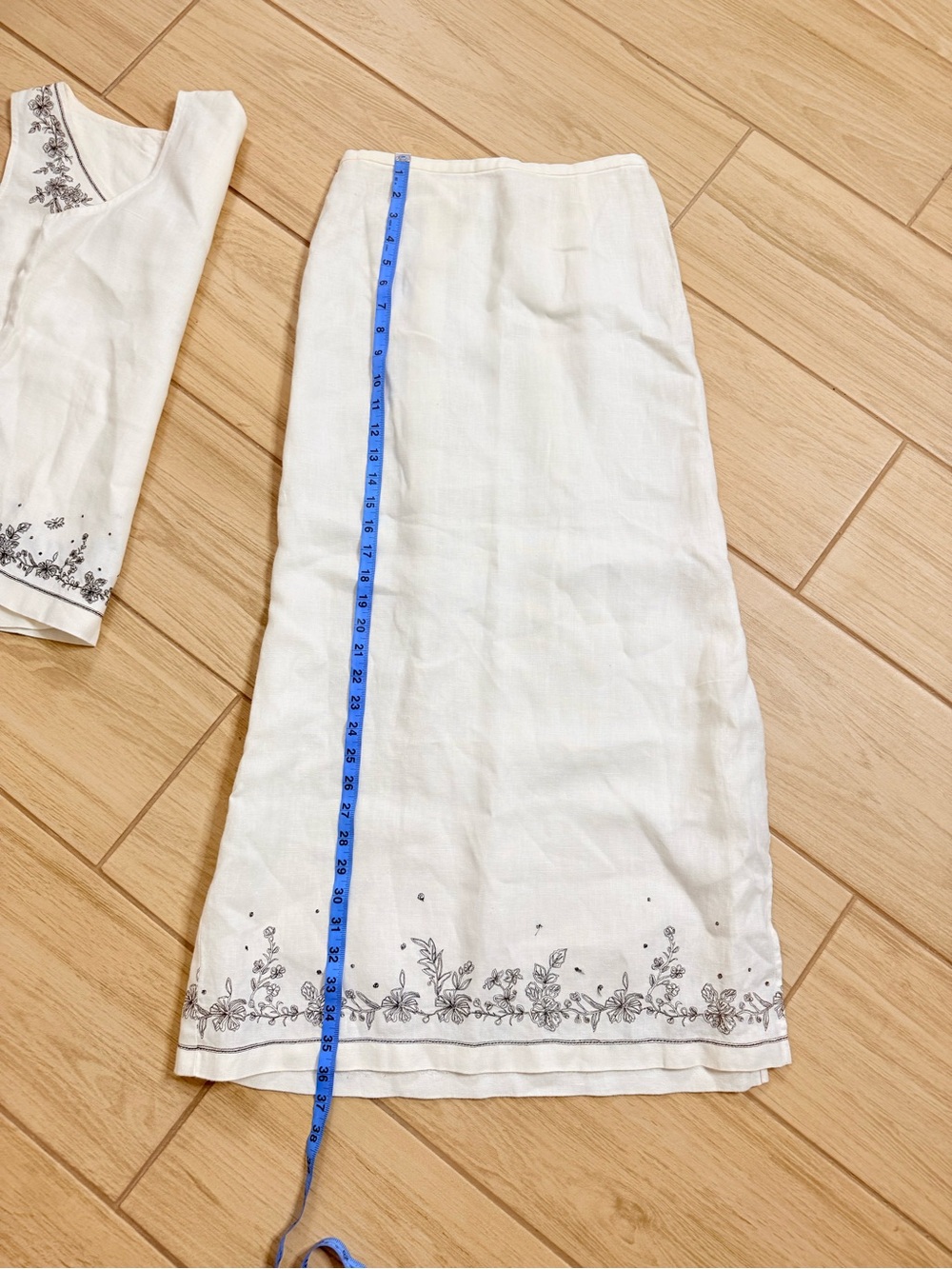 VTG Norton McNaughton Embroidered Linen Skirt Set White Size S Cottagecore Y2K - Picture 7 of 8